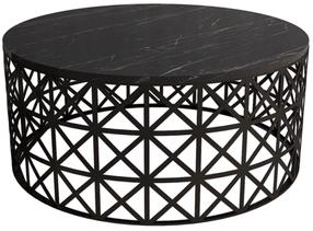 Kavos staliukas Kalune Design Selin Metal Ferforje, juodas, 90 cm x 90 cm x 38 cm