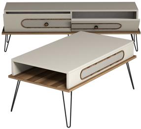 Svetainės baldų komplektas Kalune Design Ekol, vidaus, kreminė