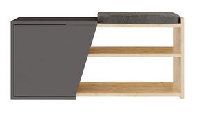 Suoliukas su batų lentyna Kalune Design Fiona, antracito/ąžuolo, 47 cm x 104 cm x 37 cm