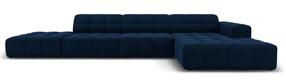 Kampinė sofa Micadoni Home Jennifer Velvet, tamsiai mėlyna, dešininė, 341 x 166 cm x 70 cm