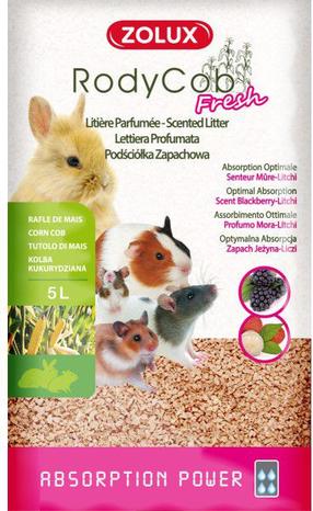 Naminių gyvūnų kraikas Zolux RodyCob Fresh Blackberry-Lychee, 5 l