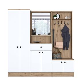 Prieškambario spinta Kalune Design P6 - M2 - 2257G, ruda/balta, 35.5 cm x 179.4 cm x 182.8 cm