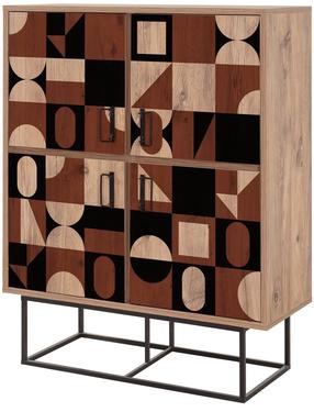 Spintelė Kalune Design Quantum Solo 863SPH5129, juoda/pušies/ruda, 93 cm x 36 cm x 115 cm
