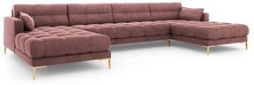 Sofa Micadoni Home Mamaia Velvet Panoramic, akacijų/rožinė, 383 x 185 cm x 75 cm