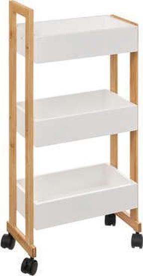 Trijų pakopų vežimėlis ant ratų 5five Caddy, 41 cm x 80.5 cm x 20 cm, balta/ruda