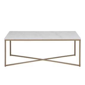 Kavos staliukas Alisma 61832, balta/žalvario, 60 cm x 120 cm x 46 cm