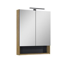 Pakabinama vonios spintelė su veidrodžiu Masterjero Lamello Natural Oak, ruda, 18.8 cm x 60 cm x 79.7 cm