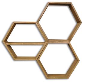 Sieninė lentyna Kalune Design HEX004, riešuto, 37 cm x 10 cm x 37 cm