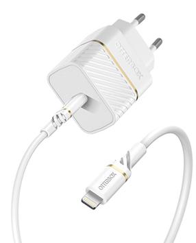 Telefono įkroviklis Otterbox Wall Charger, Lightning/USB-C, 100 cm, balta, 20 W