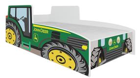 Vaikiška lova viengulė ADRK Tractor, žalia, 70 x 140 cm, be patalynės dėžės, su čiužiniu