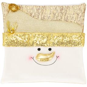 Dekoratyvinės pagalvėlės užvalkalas Springos Snowman CA0706, aukso/balta, 40 cm x 40 cm