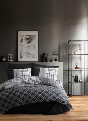 Patalynės užvalkalų komplektas Mijolnir Carlos 129CTN3864, baltas/juodas/pilkas, 200 x 220 cm