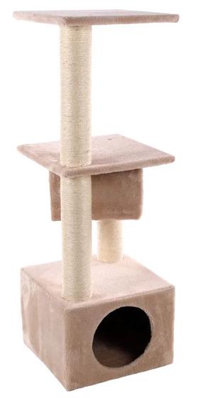 Kačių draskyklė su nameliu Flamingo Baretti, 35 cm x 35 cm x 103 cm