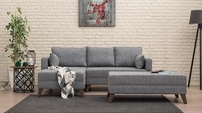 Kampinė sofa - lova Hanah Home Bella 825BLC1505, pilka, kairinė, 140 x 205 cm x 85 cm