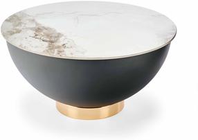 Kavos staliukas Cecilia, aukso/baltas/pilkas, 73 cm x 73 cm x 37 cm