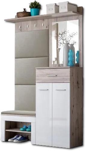 Prieškambario baldų komplektas ASM Gustavo VII, vidaus, balta/smėlio