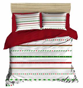 Kalėdinis patalynės užvalkalų komplektas Mijolnir 178PRL1309, baltas/raudonas/žalias, 160 x 220 cm