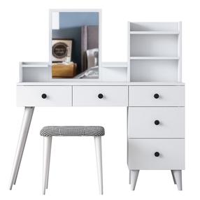 Kosmetinis staliukas Kalune Design BJ101 - 2294, baltas, 40 cm x 122.2 cm x 93.8 cm, su veidrodžiu