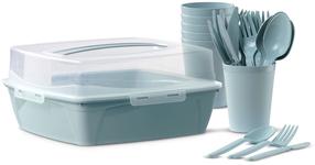 Turistinių indų rinkinys Domotti, plastikas, 27 cm, žalia, 31 vnt.