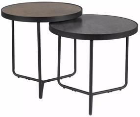 Kavos staliukų komplektas Penelope, rudas/juodas, 50 cm x 50 cm x 45 - 50 cm, 2 vnt.