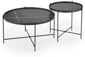 Kavos staliukų komplektas Julieta, juodas, 70 cm x 70 cm x 40 cm, 2 vnt.