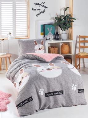 Vaikiškas patalynės užvalkalų komplektas Mijolnir Bunny 143EPJ8734, ruda/juoda/rožinė, 140 x 200 cm