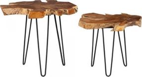 Kavos staliukų komplektas Beliani Camrose, ruda, 54 - 60 cm x 60 cm x 45 - 56 cm, 2 vnt.