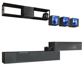 Svetainės baldų komplektas ASM Switch M3, vidaus, juodas/grafito