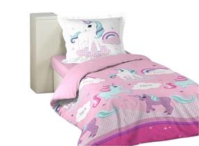 Patalynės užvalkalų komplektas Douceur d`Interieur Unicorn, baltas/rožinis, 140 x 200 cm