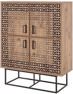 Spintelė Kalune Design Quantum Solo 863SPH5126, juoda/pušies/tamsiai pilka, 93 cm x 36 cm x 115 cm