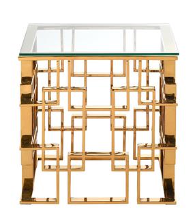 Kavos staliukas Miloo Malaga, skaidrus/aukso, 55 cm x 55 cm x 55 cm