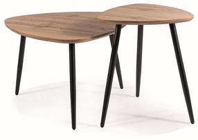 Kavos staliukų komplektas Twin, ąžuolo, 60 cm x 60 cm x 40 cm
