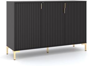 Komoda Flinn FL07, juoda, 40 cm x 130.5 cm x 85.8 cm