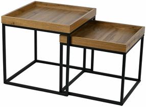 Kavos staliukų komplektas Alaric, rudas/juodas, 45 - 50 cm x 50 cm x 42 - 50 cm, 2 vnt.