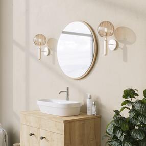 Veidrodis Kalune Design Yuvarlak, kabinamas, 60 cm x 60 cm, smėlio