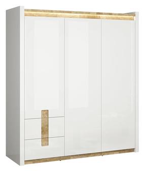 Spinta Alameda S420-SZF3D2S-BIP/DWM/BIP, balta/šviesiai ruda, 60 cm x 180 cm x 201.5 cm