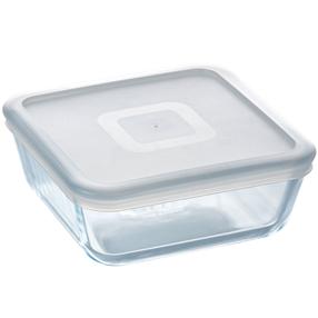 Kepimo forma su dangčiu Pyrex Cook & Freeze, skaidri/pilka, 15 cm x 15 cm, 0.85 l