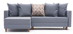 Kampinė sofa - lova Hanah Home Aydam, mėlyna, kairinė, 150 x 215 cm x 80 cm