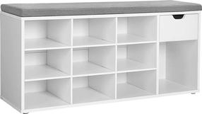 Suoliukas su batų lentyna Leobert, balta, 30 cm x 104 cm x 48 cm