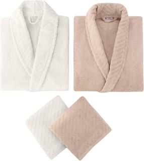 Chalatų rinkinys Foutastic Family Set 1063A-047-1, ruda/balta, Universalus