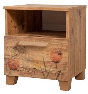 Naktinis staliukas Kalune Design Leva Alfa Tulip, rudas/raudonas, 40 cm x 45 cm x 52 cm