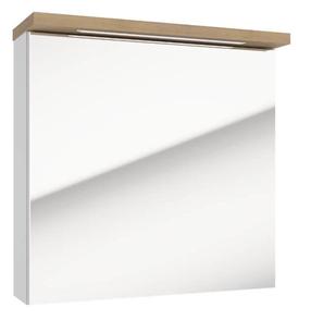 Pakabinama vonios spintelė su veidrodžiu Deftrans Stilla E60 LED, ąžuolo/balta, 20 cm x 60 cm x 60 cm