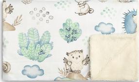 Pledas Sensillo Plush, 100 x 80 cm, ruda/balta/žalia