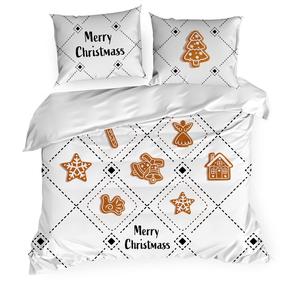 Kalėdinis patalynės užvalkalų komplektas PTS-010, rudas/baltas/juodas, 200 x 220 cm