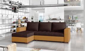 Kampinė sofa Newark Sawana 16, Soft 16, ruda, 150 x 237 cm x 90 cm