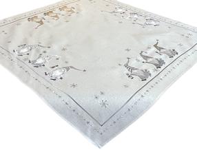 Kalėdinė staltiesė kvadratinė OS-292-A, balta/sidabro, 85 x 85 cm