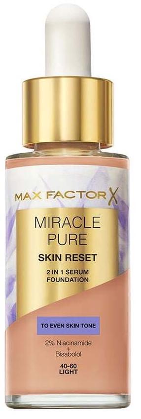 Skystas makiažo pagrindas Max Factor Miracle Pure Skin Reset 2in1, 40 - 60, 30 ml