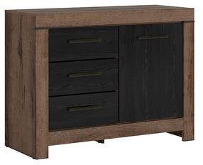 Komoda Balin S365-KOM1D3S-DMON/DCA, ruda/juoda, 112 cm x 45 cm x 85 cm