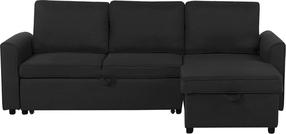 Kampinė sofa - lova Beliani Nesna, juoda, kairinė, 228 x 145 cm x 84 cm