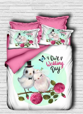 Patalynės užvalkalų komplektas Mijolnir 178PRL1231, balta/mint/rožinė, 200 x 220 cm